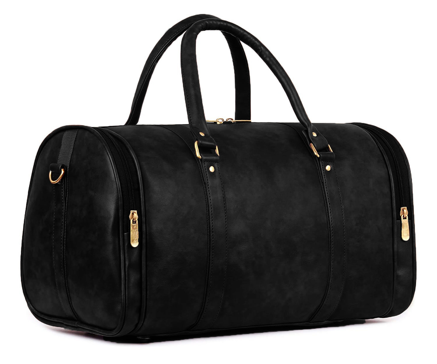 Black Antique Vegan Leather Duffel Bag