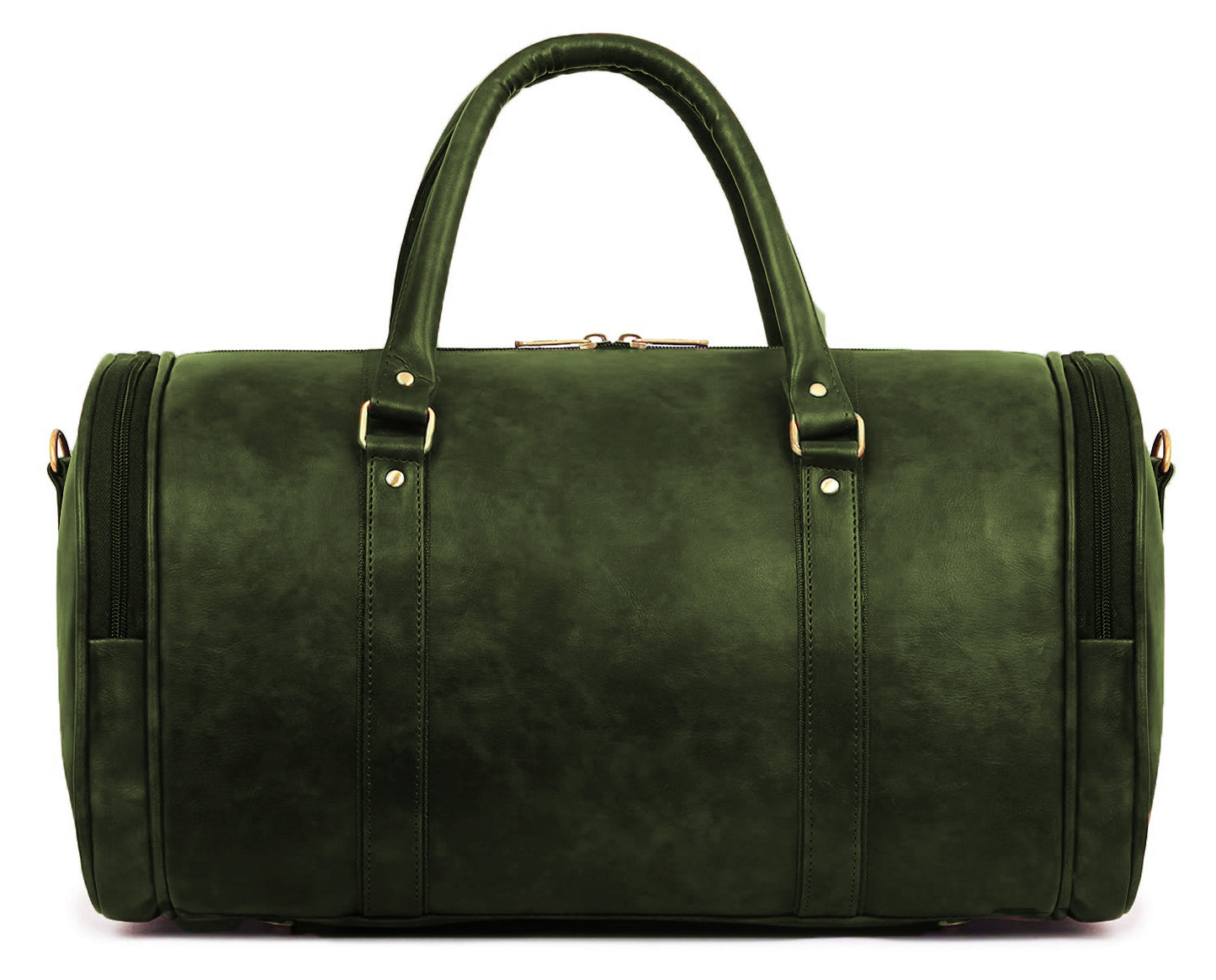 Olive Green Antique Vegan Leather Duffel Bag