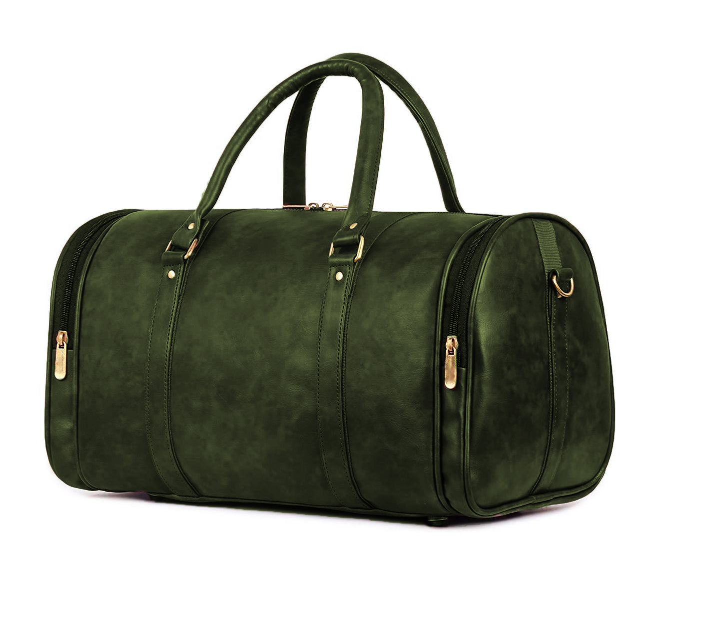 Olive Green Antique Vegan Leather Duffel Bag