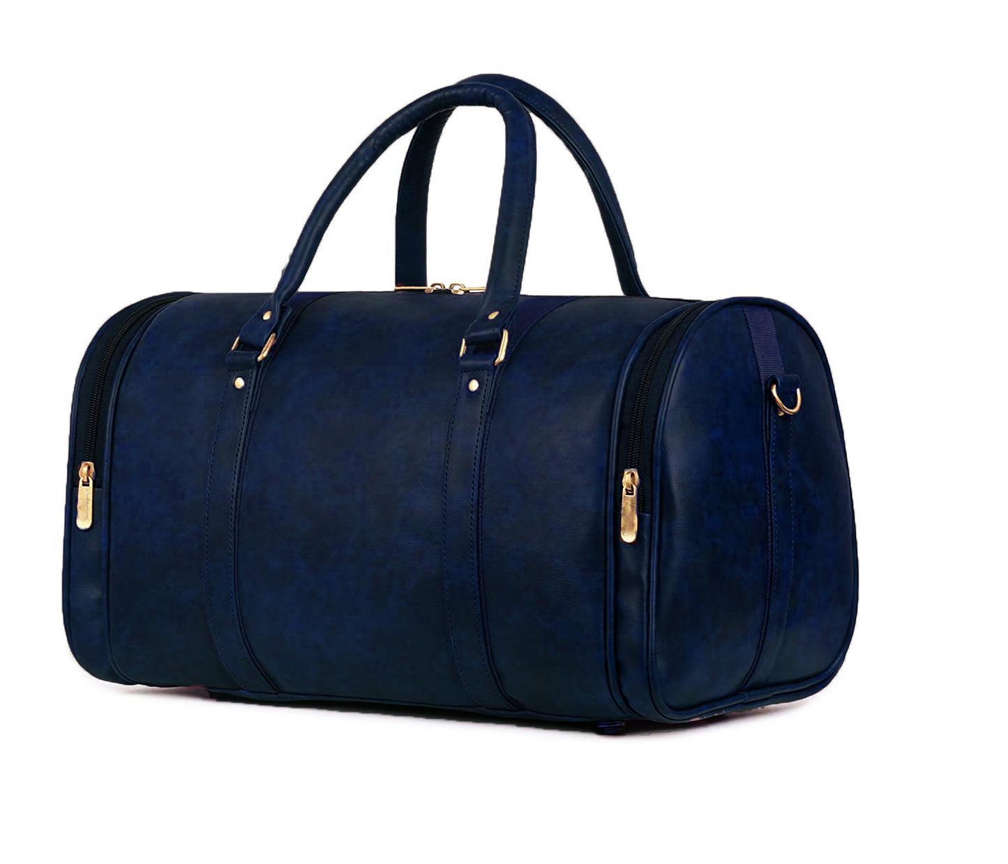 Navy Blue Antique Vegan Leather Duffel Bag