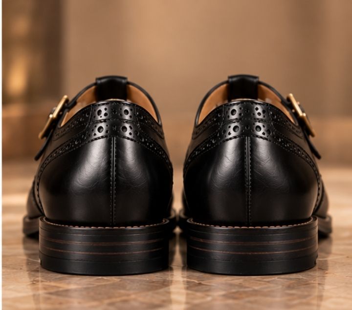 Darius Black Brogue Sandal Shoe