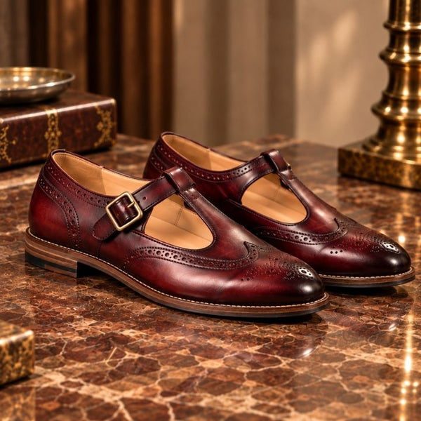 Darius Burgundy Brogue Sandal Shoe