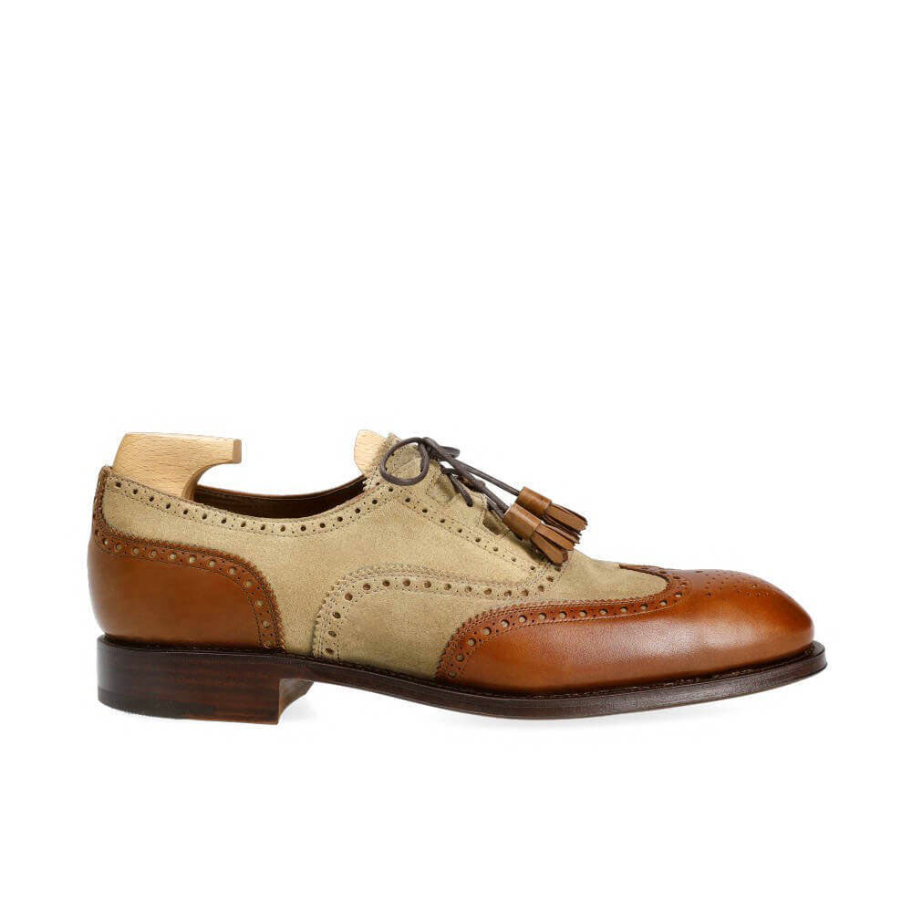 Theodore Beige Suede & Tan Wingtip Oxford