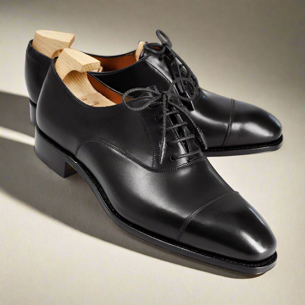 Blck Leather Toecap Oxford Shoes for Women |The Royale Peacock