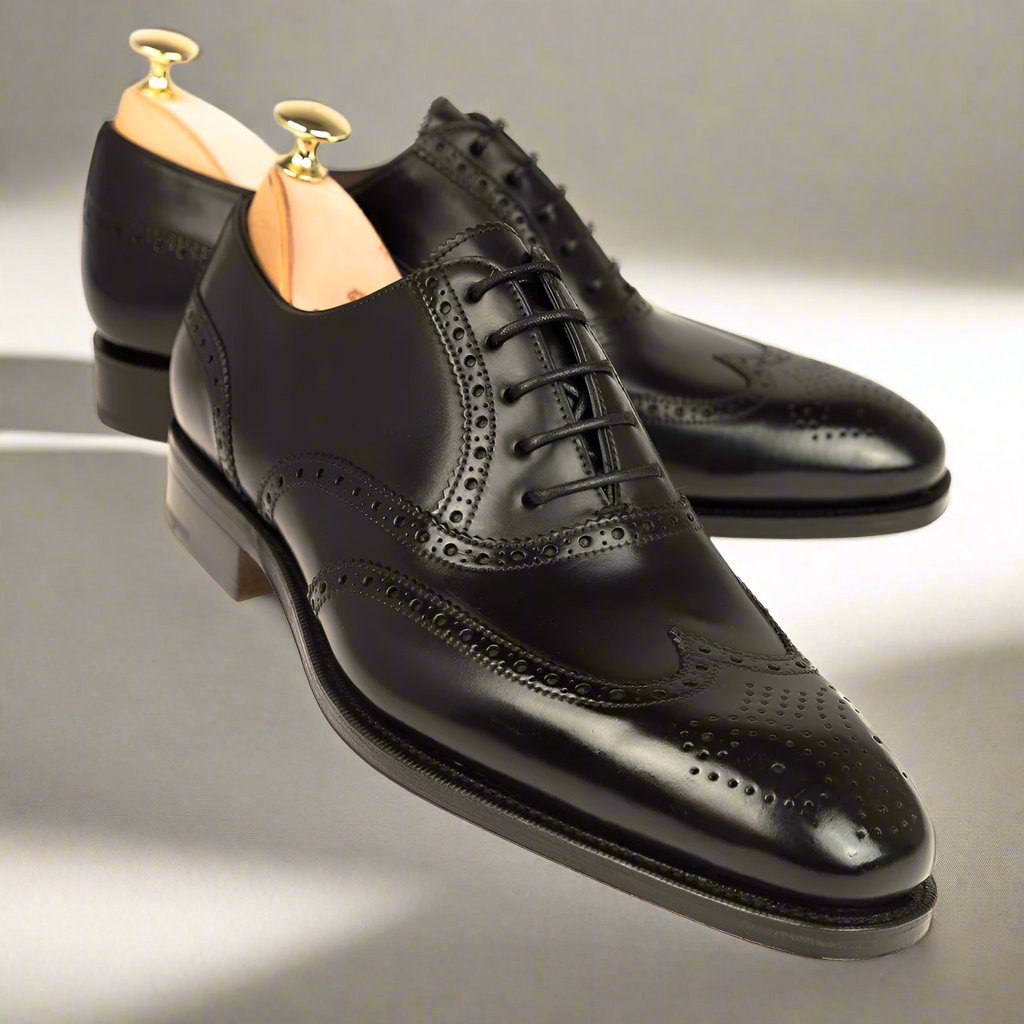 Black Leather Wingtip Oxford Lace Up Shoes for Men – The Royale