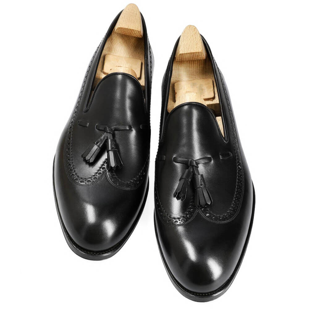 Aiden Black Wingtip Tassel Loafer