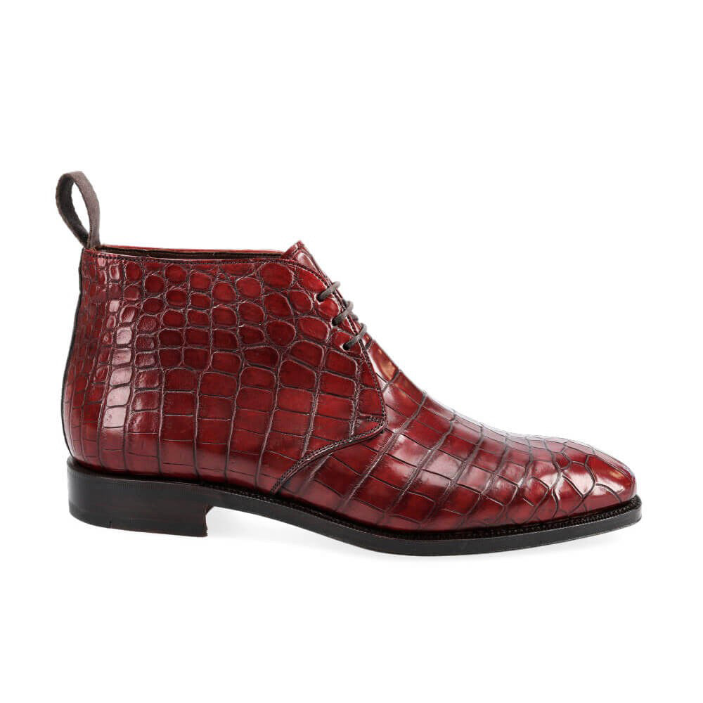 Eric Burgundy Alligator Print Chukka Boot
