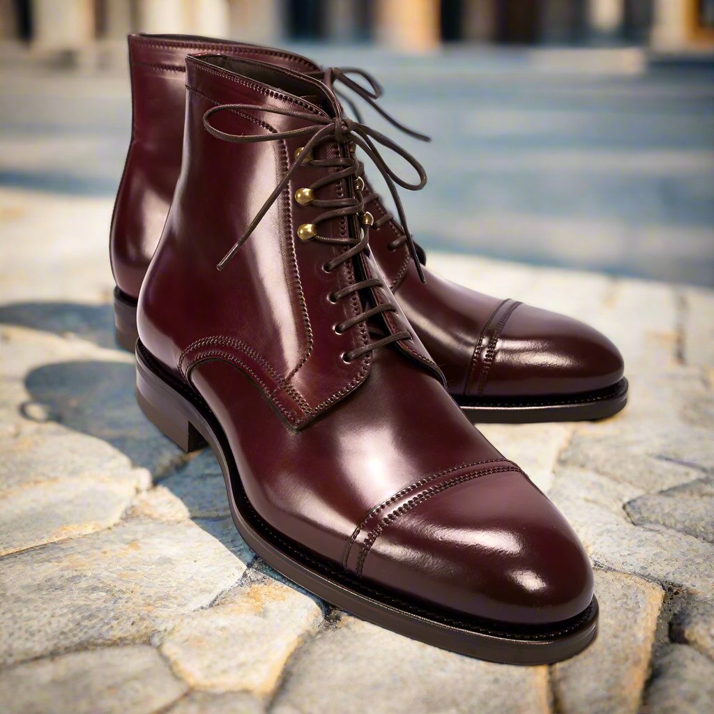 Burgundy Leather Lace Up Boot for Men The Royale Peacock