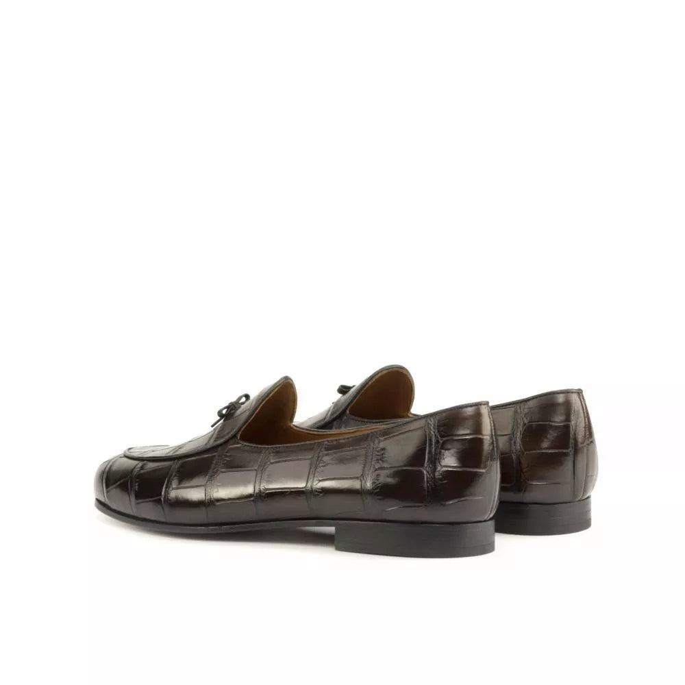 Zack Dark Brown Croco Print Belgian Loafer