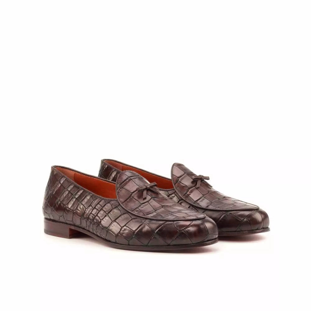 Ben Dark Brown Croco Print Slip-on Loafer