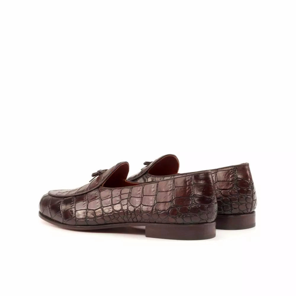 Ben Dark Brown Croco Print Slip-on Loafer