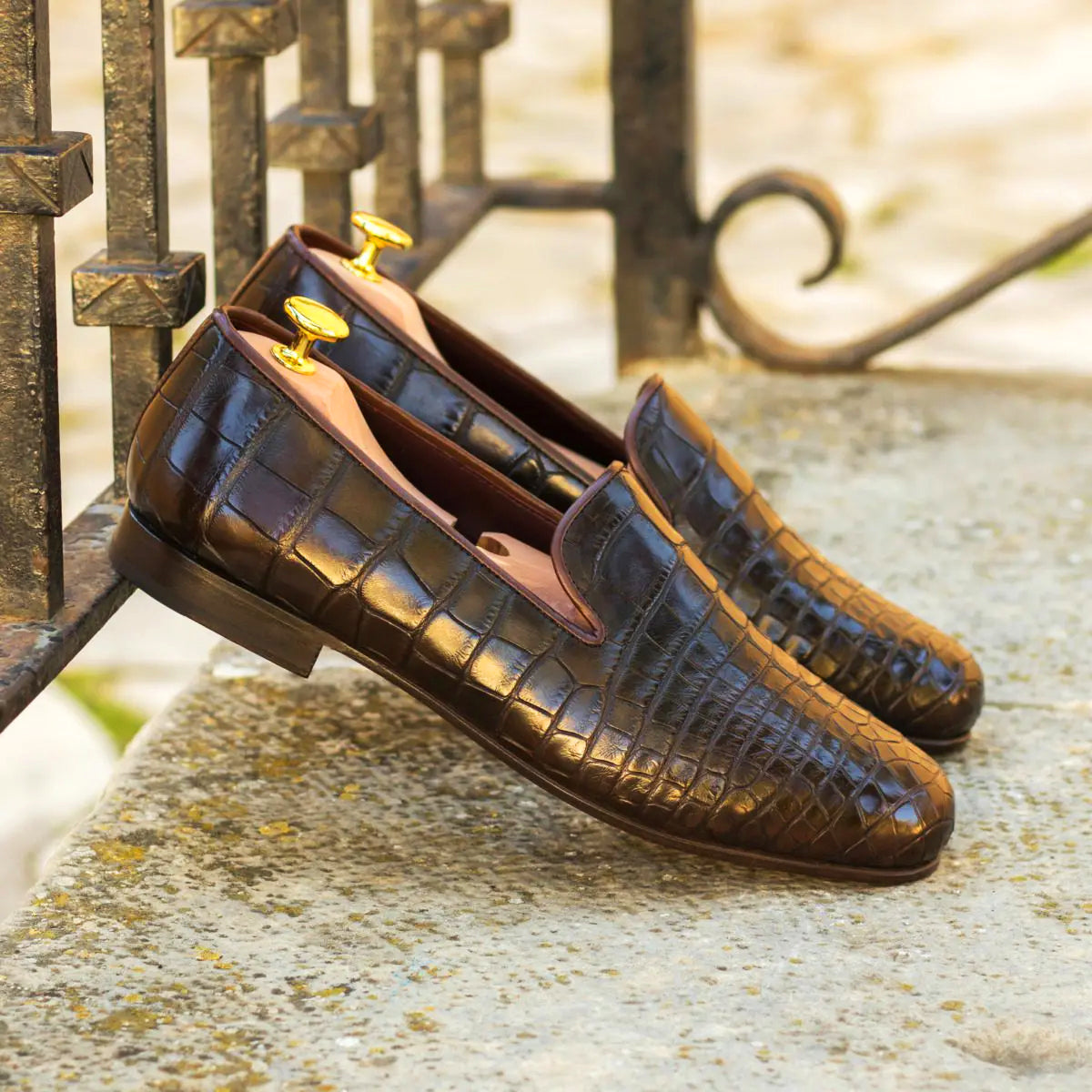 Joe Dark Brown Croco Print Slip-on Loafer