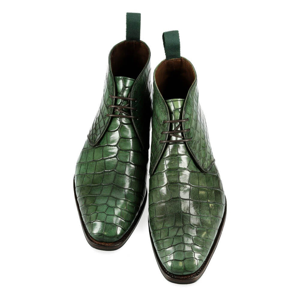 Eric Emerald Green Alligator Print Chukka Boot