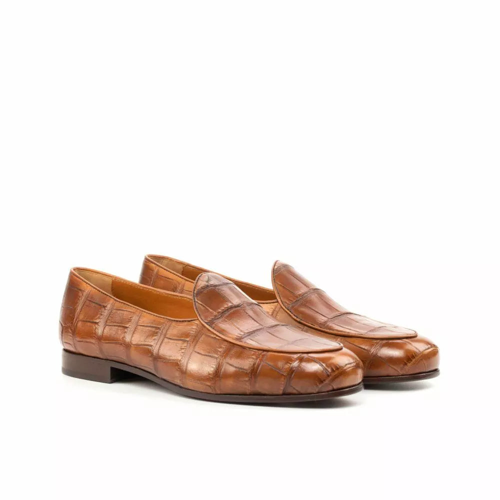 Morgan Tan Croco Print Slip-on Loafer