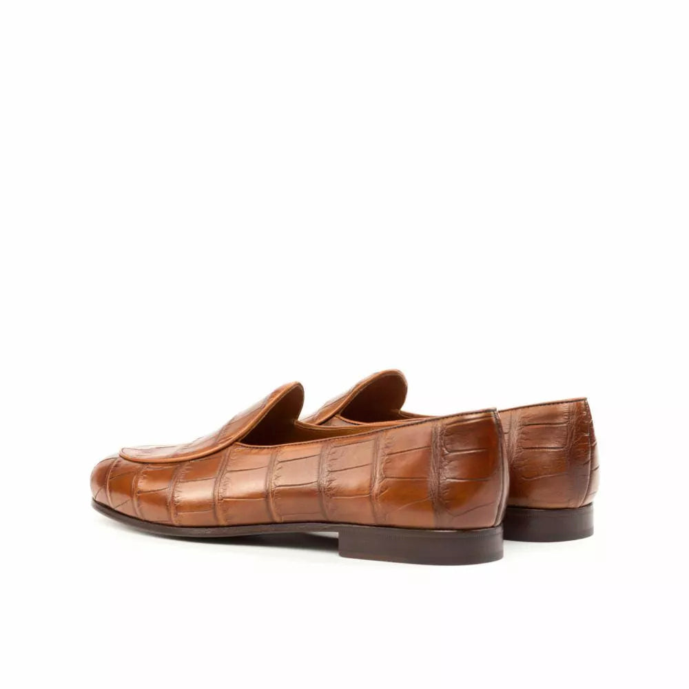 Morgan Tan Croco Print Slip-on Loafer