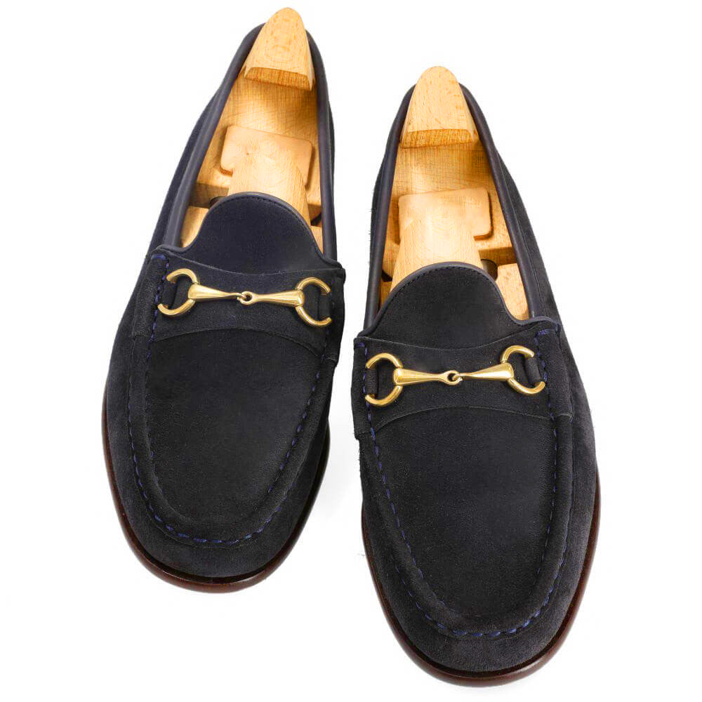 Arlo Navy Blue Suede Horsebit Loafer