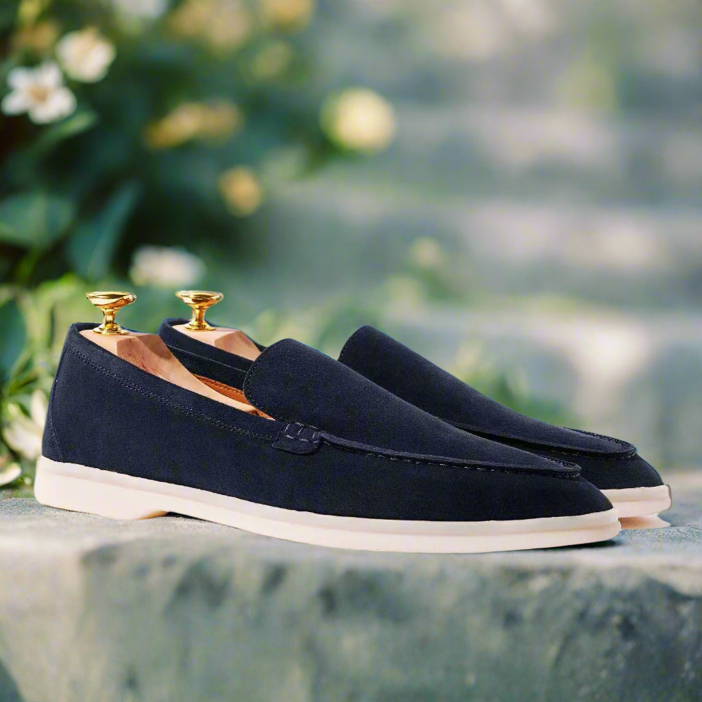 Cyrus Summer Navy Blue Suede Loafer