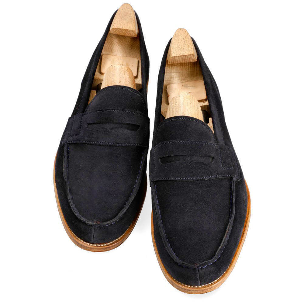 Jake Navy Blue Suede Penny Loafer