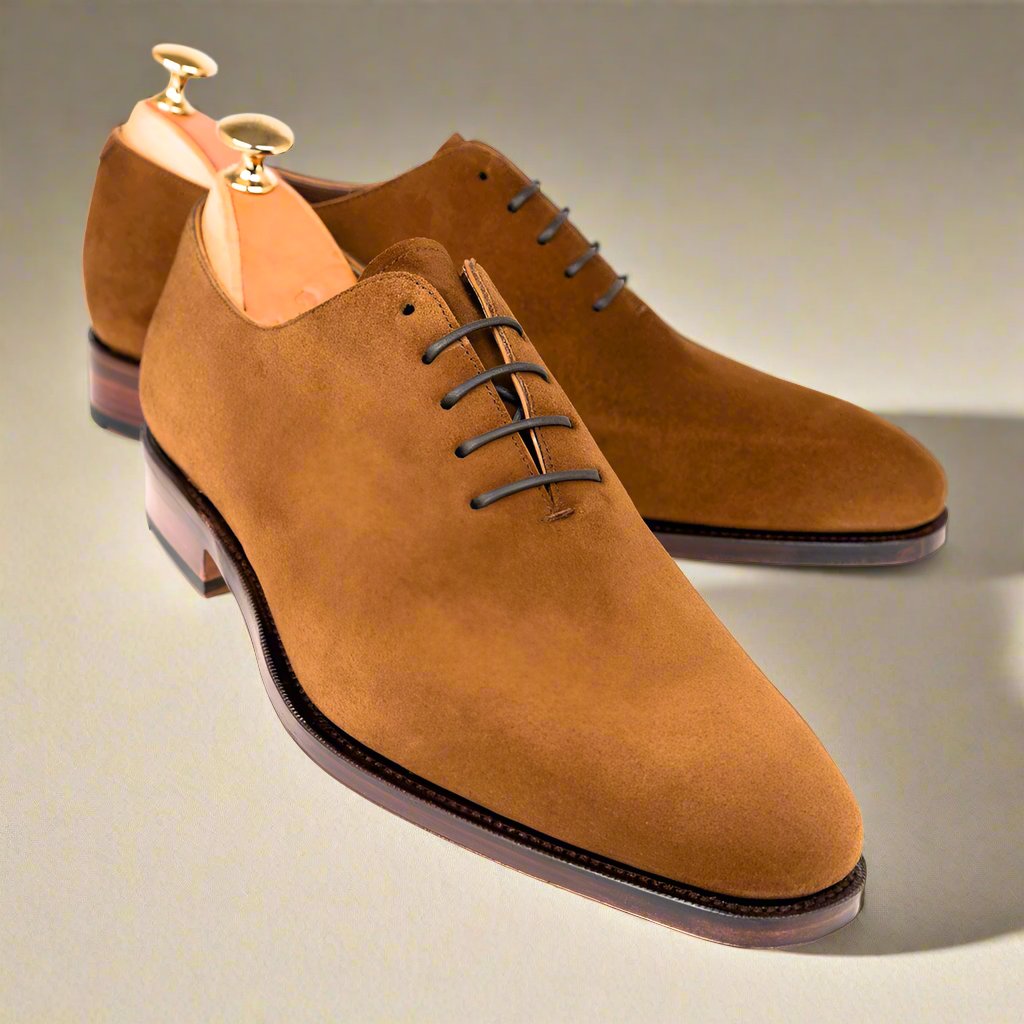 Tan Suede Leather Wholecut Oxford Lace Up Shoes for Men – The
