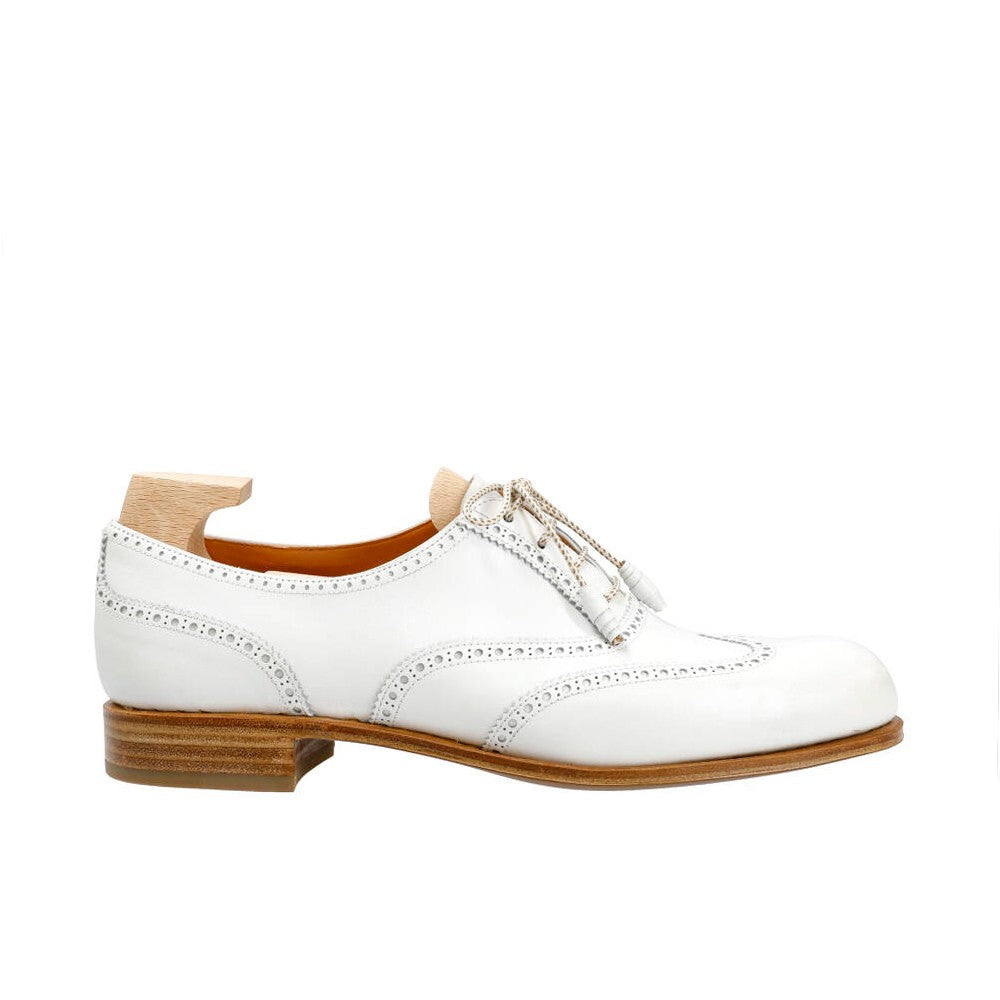 Ivy White Leather Wingtip Oxford for Women