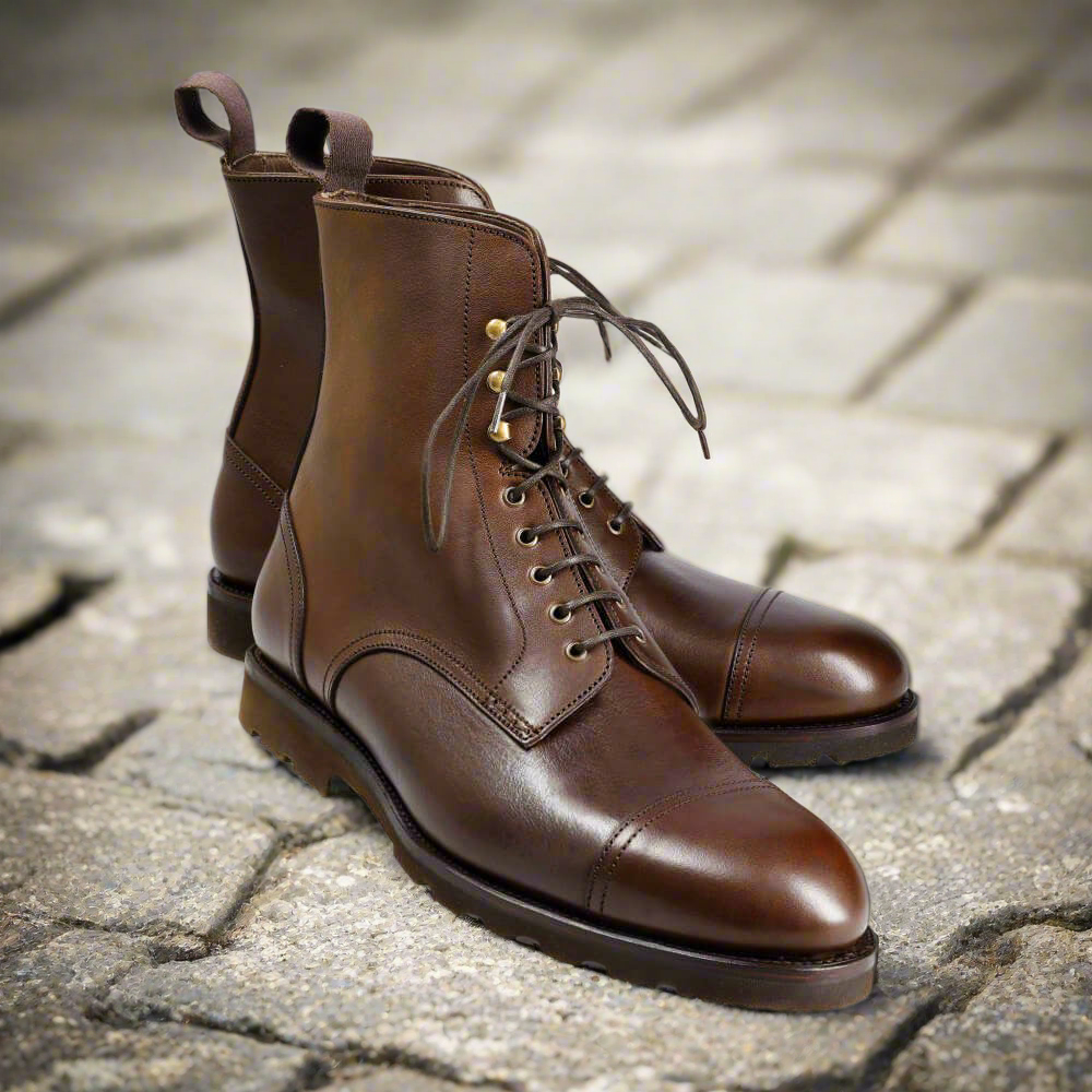 Alfred Brown Military Lace Up Boot - Main Image