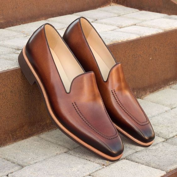 Amber Patina Finish Brown Loafer