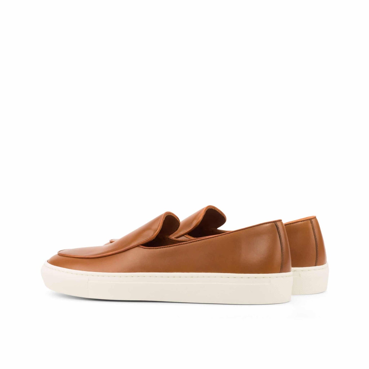 Tan Leather Slip On Loafer Sneaker for Men. White Comfortable Cup Sole.