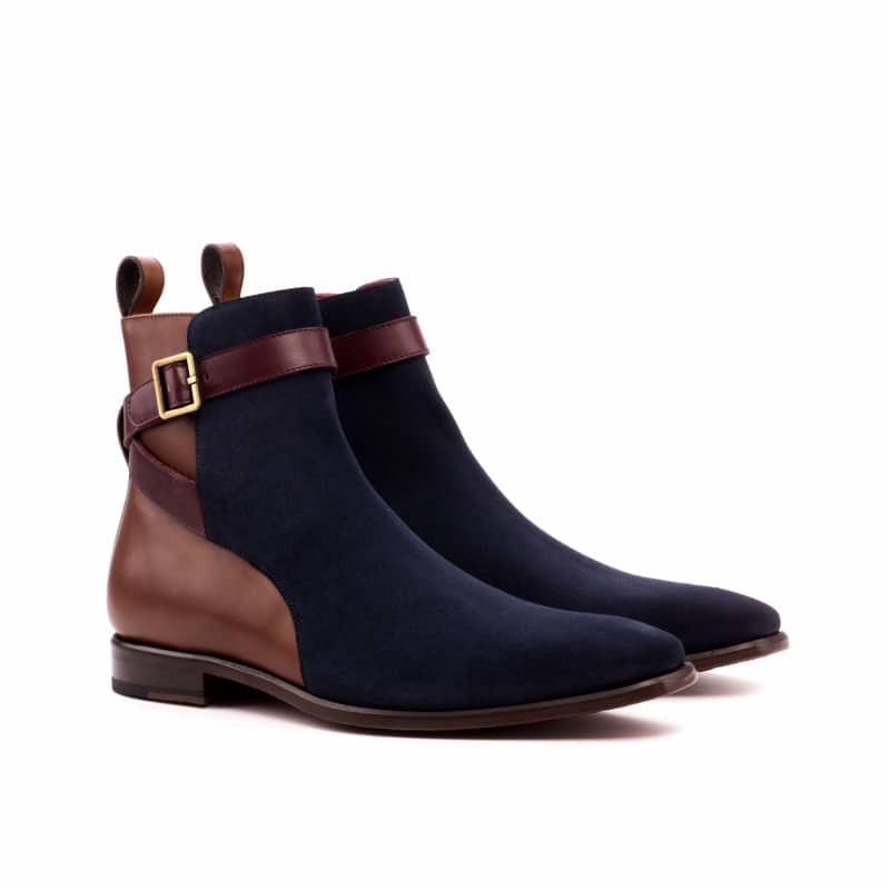 Lucas Brown Leather & Navy Blue Suede Jodhpur Boot
