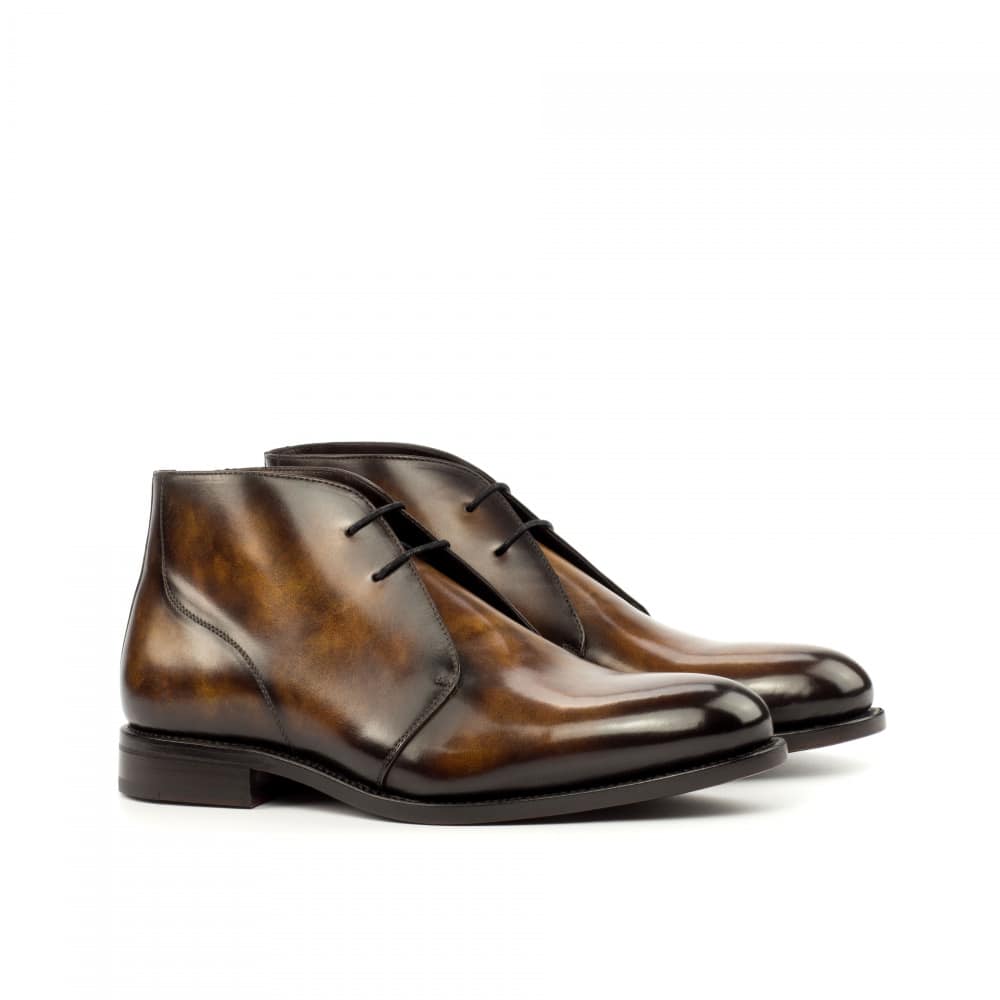Theodore Tan Hand Patina Goodyear Welted Chukka Boot
