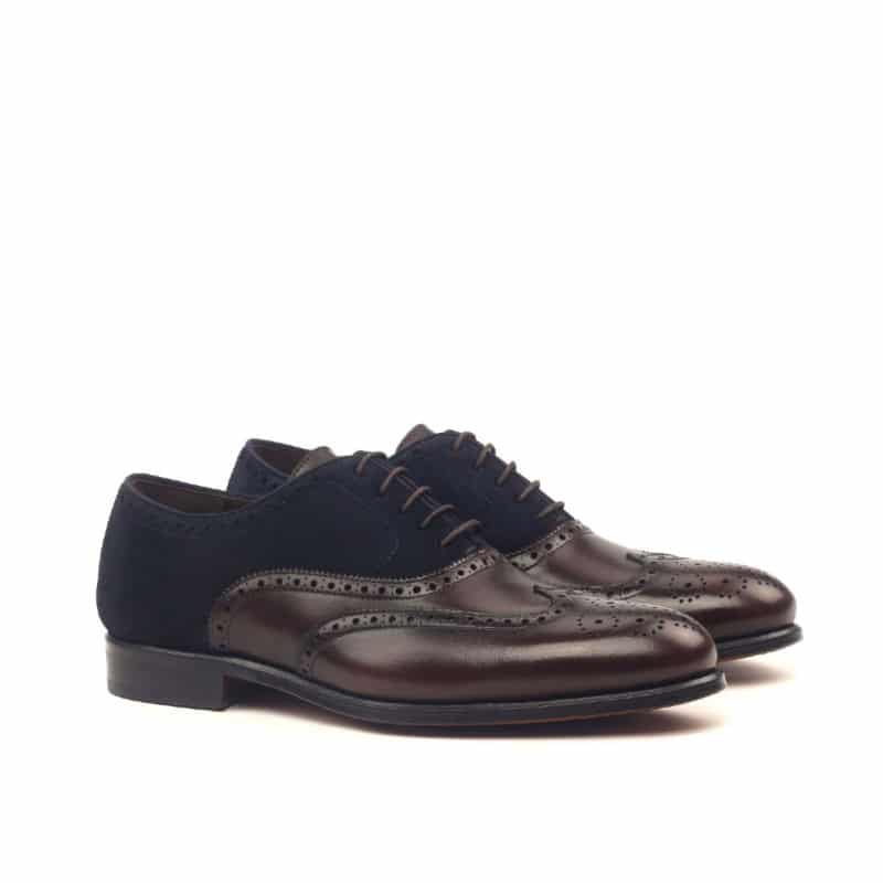 Albert Dark Brown & Navy Blue Suede Wingtip Oxford