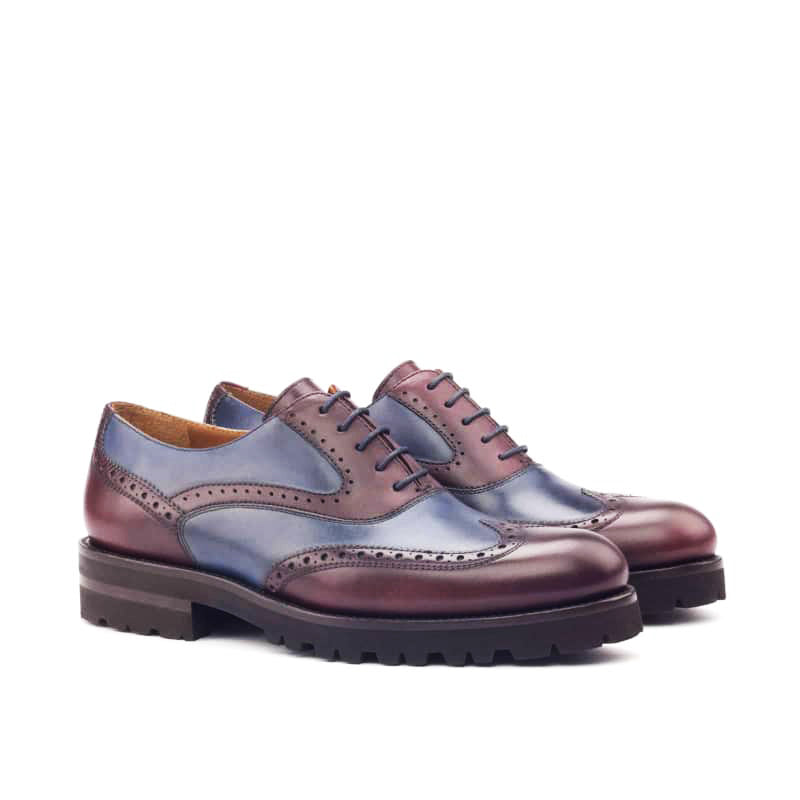 Christina Chunky Navy Blue & Burgundy Leather Brogue Oxford for Women