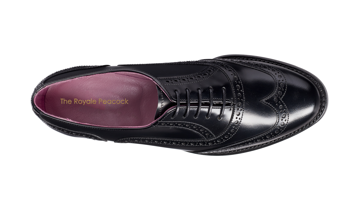 Black Calf Leather Oxford for Women