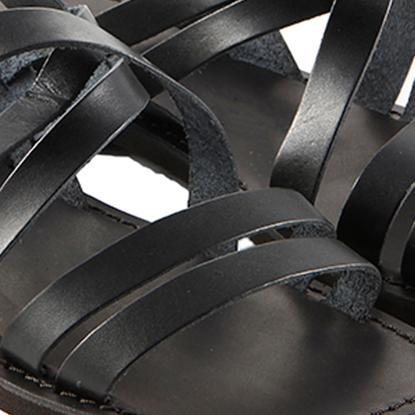 Black Leather Strap Sandal