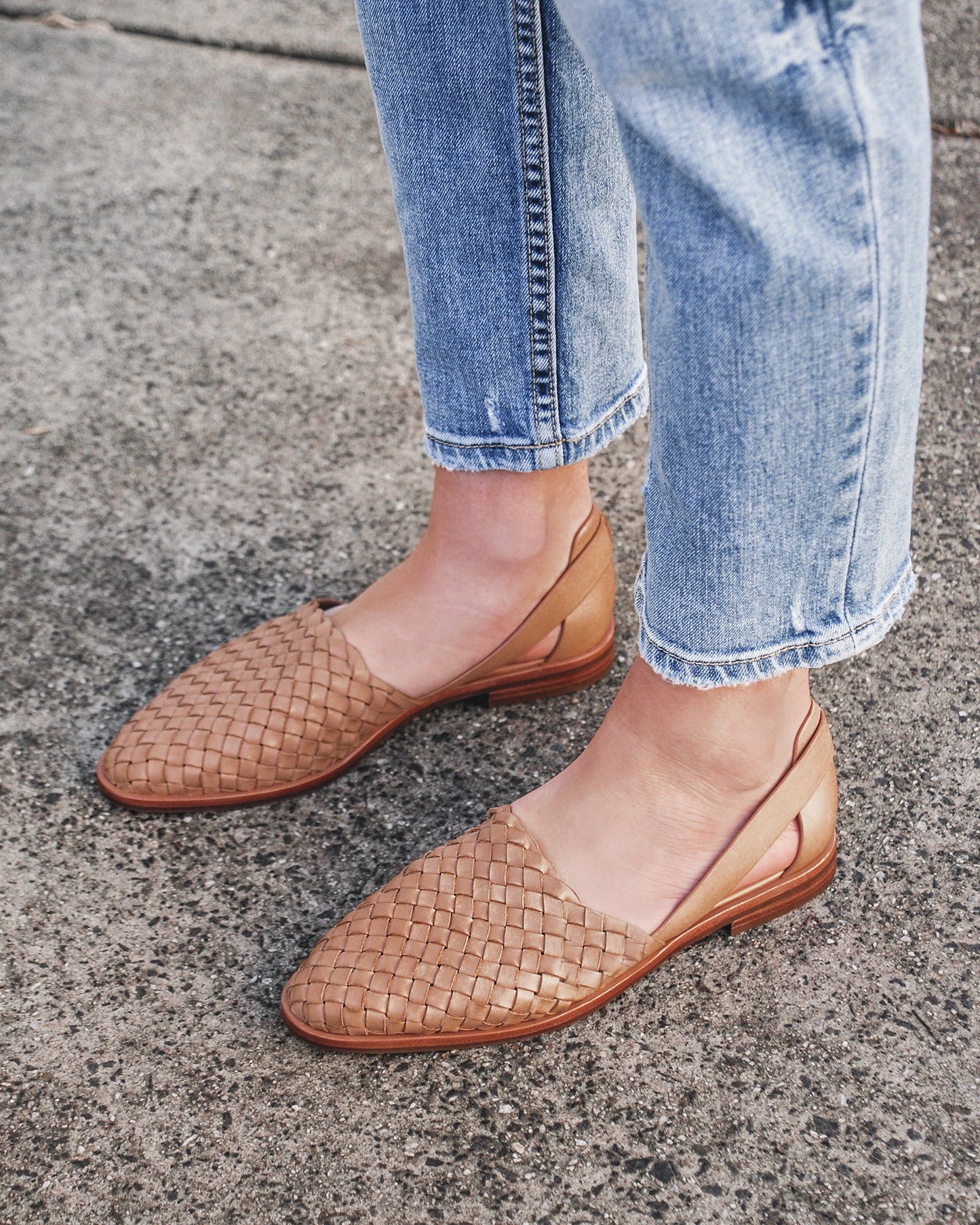 Zoe Beige Braided Flats for Women