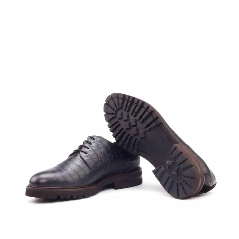 Harper Black Croco Print Derby