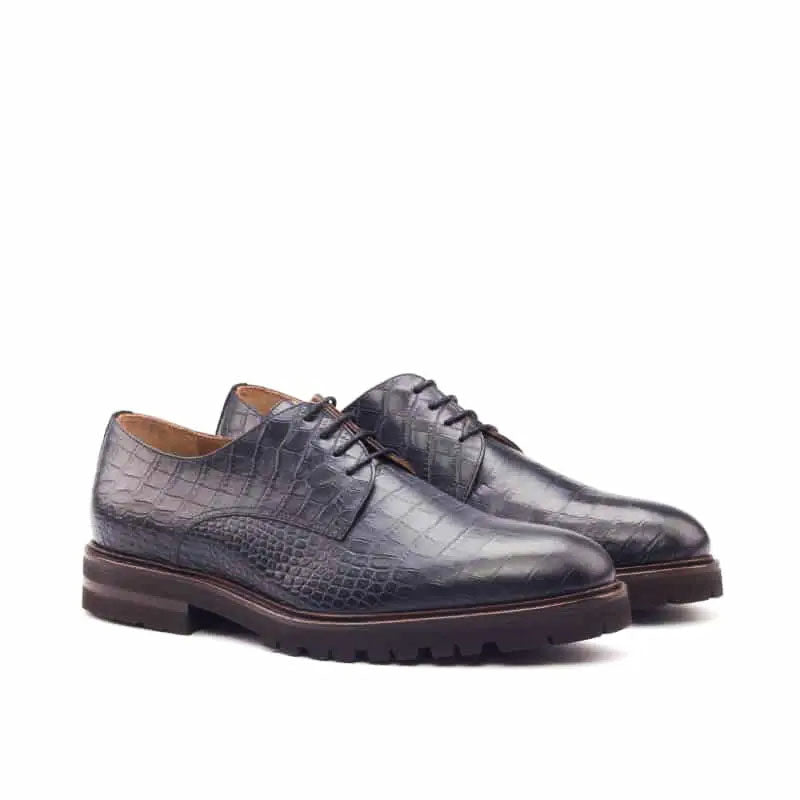 Harper Black Croco Print Derby