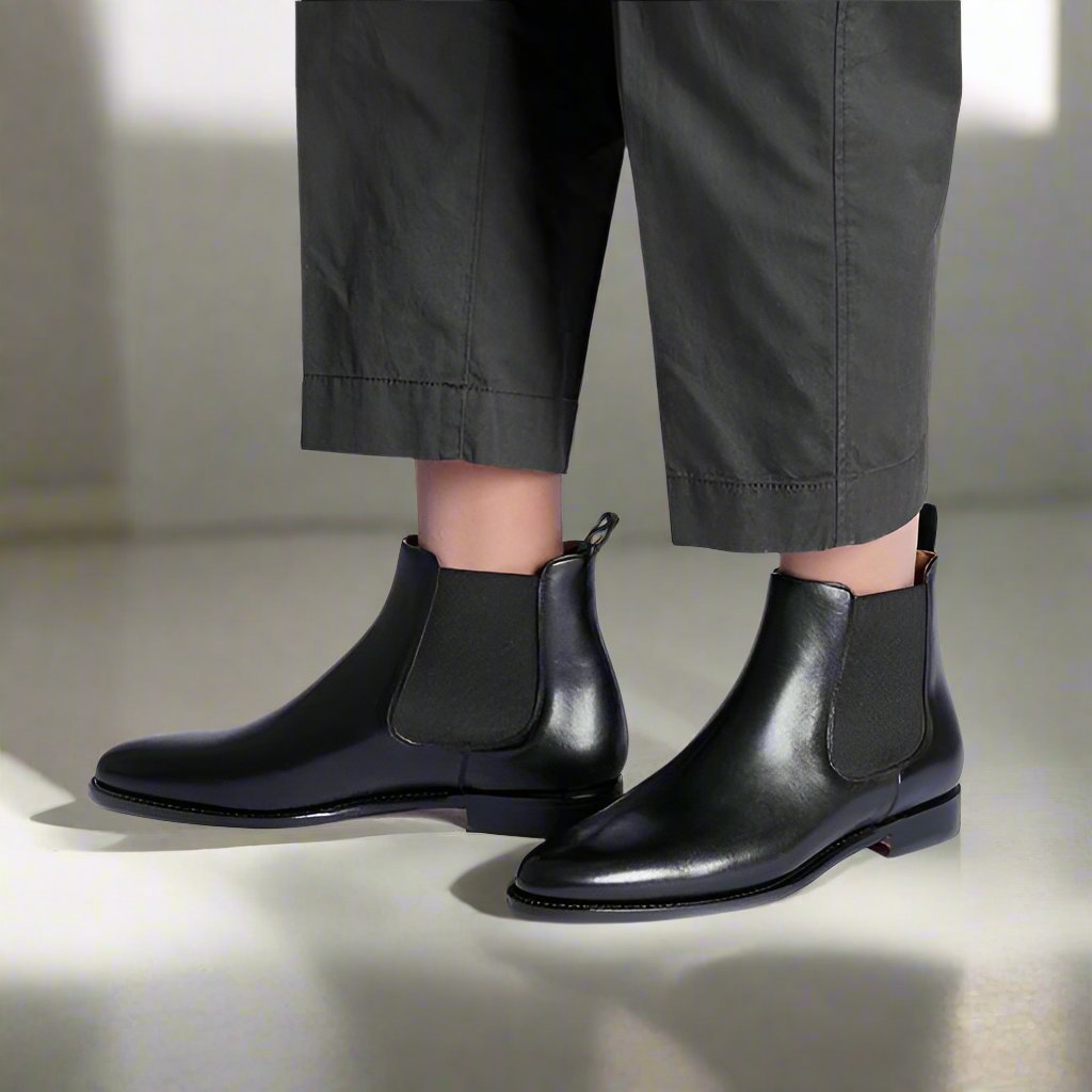 Emma Black Leather Classic Chelsea for Women