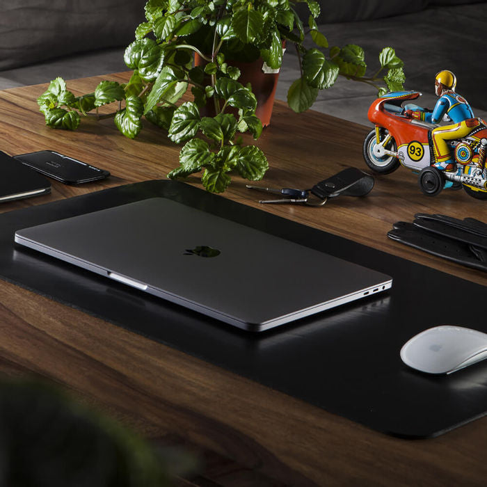 Black Vegan Leather Desk Pad