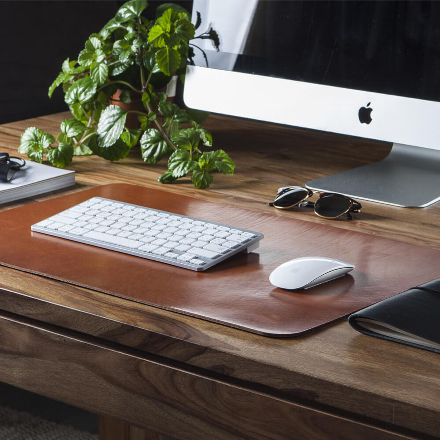 Cognac Tan Vegan Leather Desk Pad
