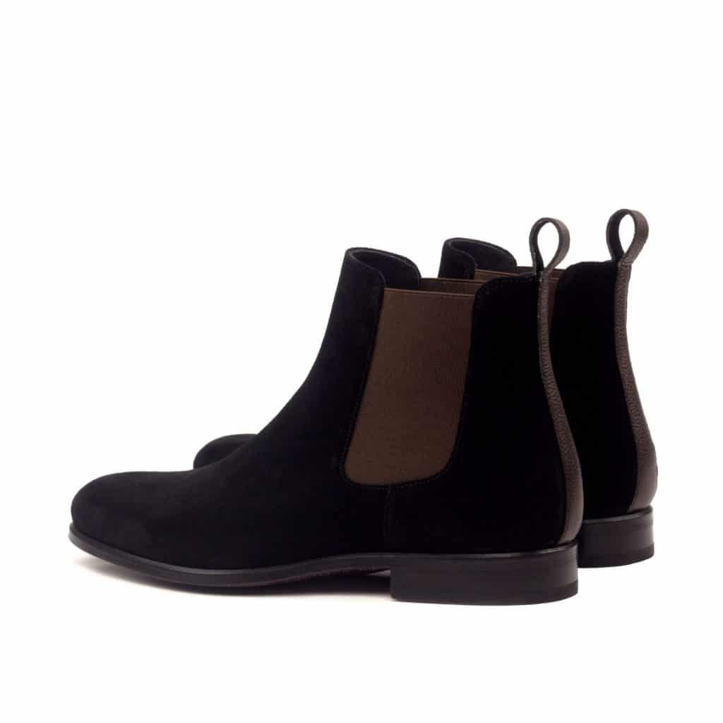 Black Suede Leather Formal Chelsea Boot Slip On Shoes for Men with Leather Sole. Goodyear Welted Construction Available.