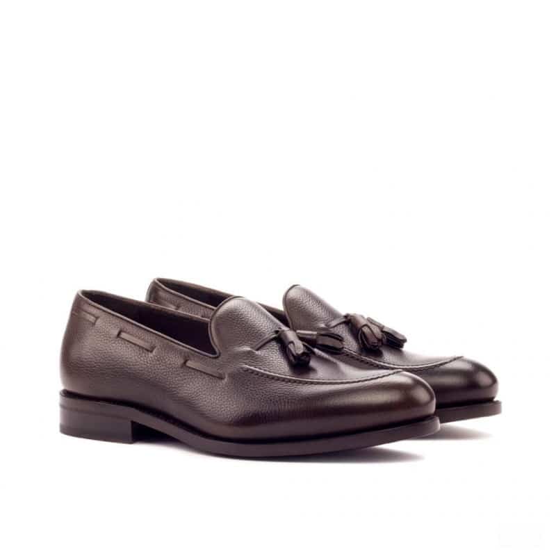Gabriel Dark Brown Pebble Grain Leather Tassel Loafer