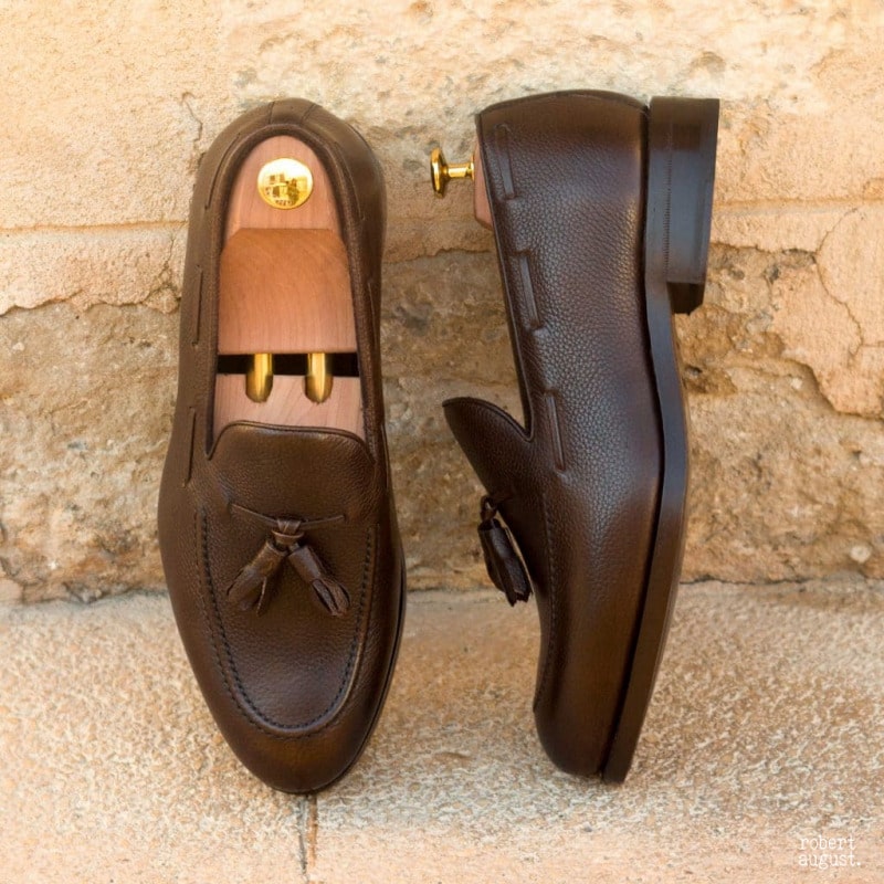 Gabriel Dark Brown Pebble Grain Leather Tassel Loafer