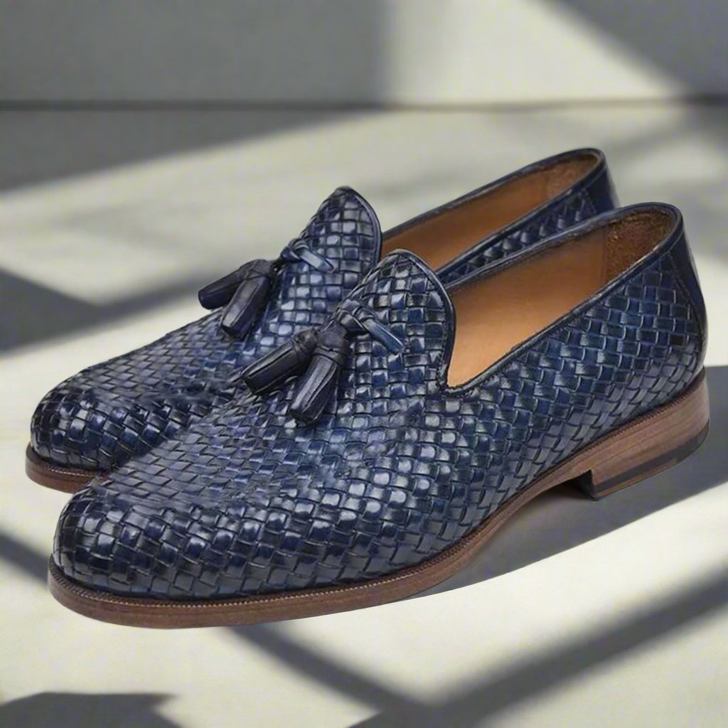 Frederick Navy Blue Braided Tassel Loafer - Main Image
