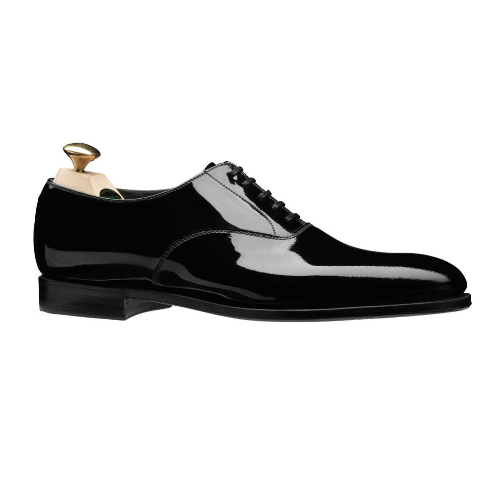 Black Patent Leather Formal Oxford Lace Up Shoes for Men with Leather Sole. Goodyear Welted Construction Available.