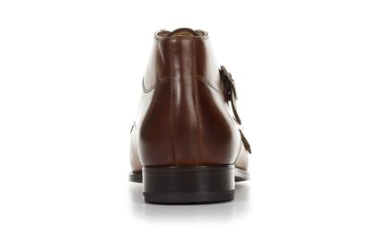 Tan Leather Formal Toe Cap Double Monk Strap Buckle Boot Shoes for Men with Leather Sole. Goodyear Welted Construction Available.