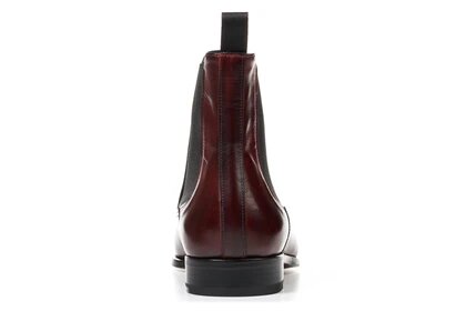 Burgundy Ox Blood Red Leather Formal Chelsea Boot Slip On Shoes for Men with Leather Sole. Goodyear Welted Construction Available.