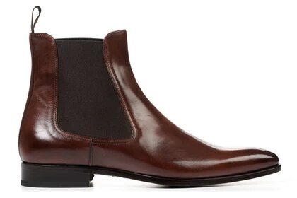 Brown Leather Formal Chelsea Boot Slip On Shoes for Men with Leather Sole. Goodyear Welted Construction Available.