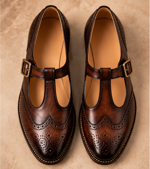 Darius Patina Tan Brown Brogue Sandal Shoe