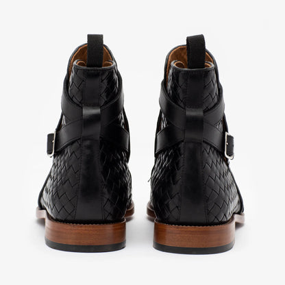 Samuel Black Leather Braided Jodhpuri Boot