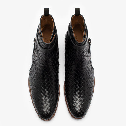 Samuel Black Leather Braided Jodhpuri Boot